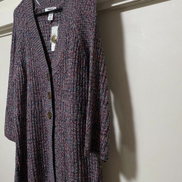 NWT - Style & Co. long sleeve multicolored button-down sweater coat, size XL - Picture 5 of 12